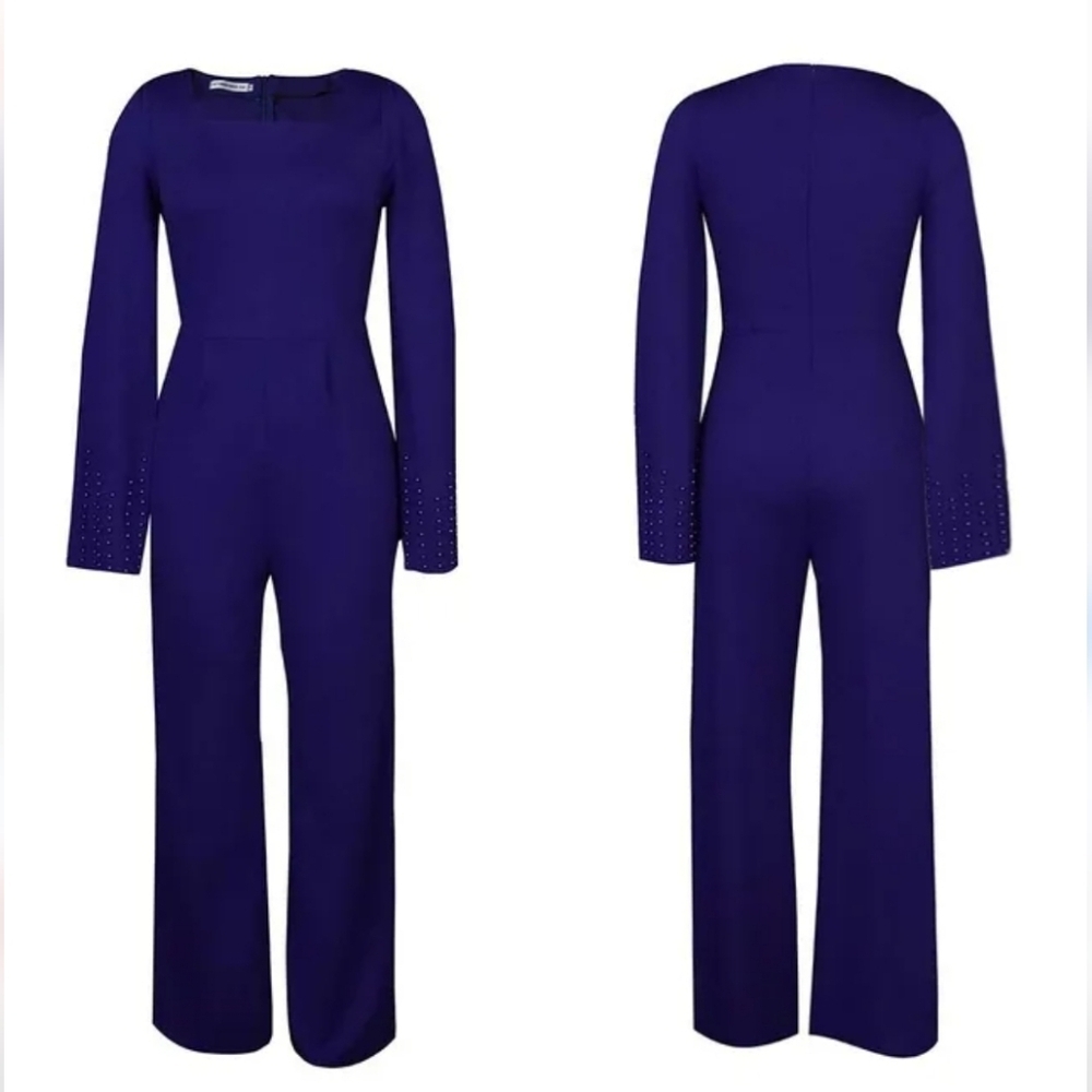NWOT Metamophosis Girl pearl sleeve wide leg square neck jumpsuit Size 2XL
